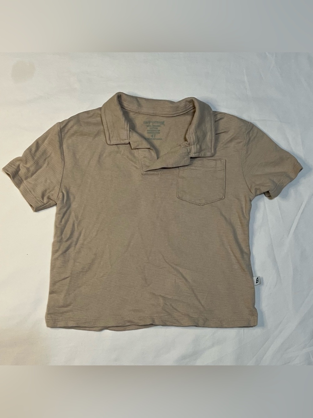 Kids Polo Shirt with Chest Pocket in Tan